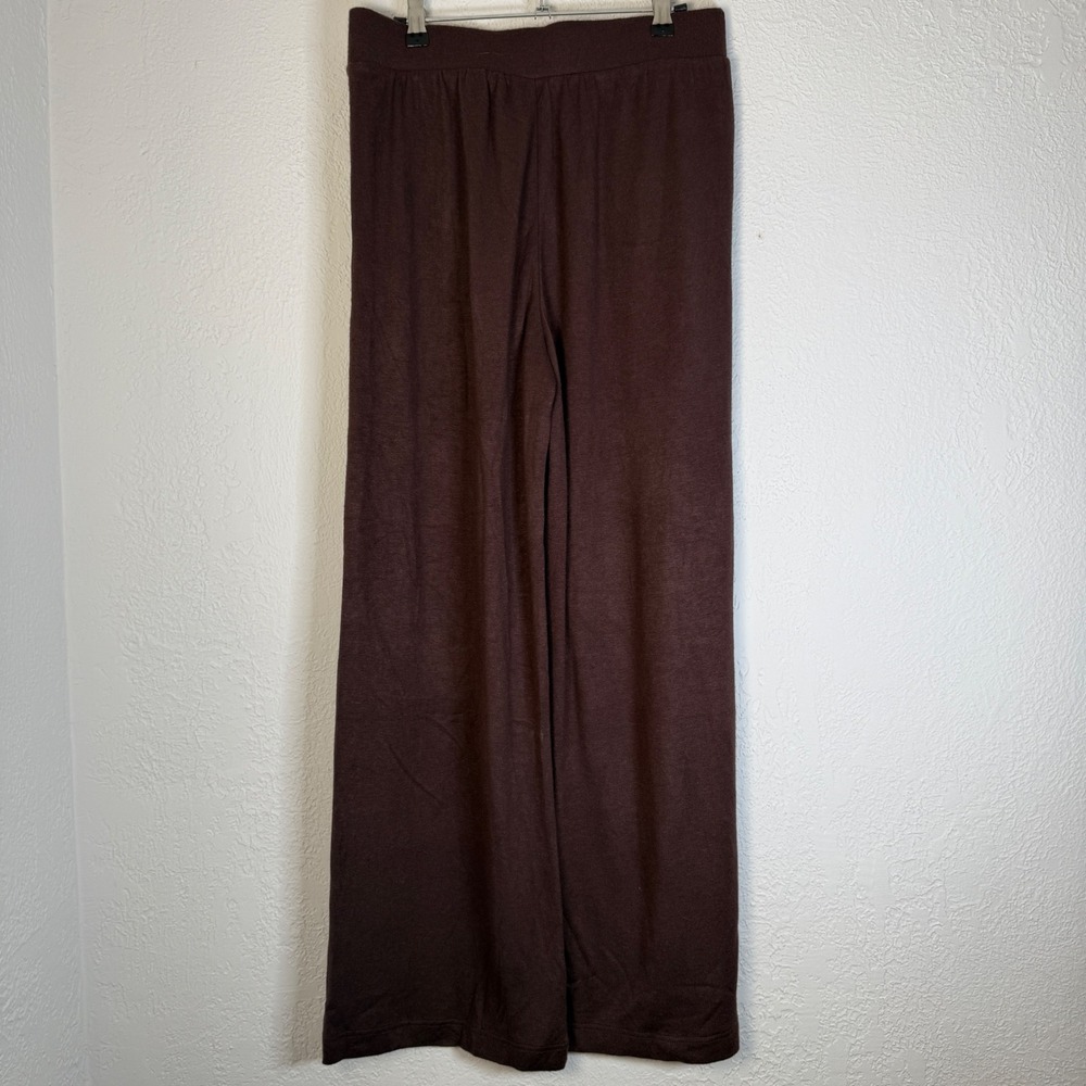 NEW Lou & Grey Womens M Brown Wide Leg Knit Pants Pockets Lounge Elevatd